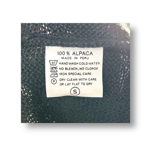 Peru Unlimited S Alpaca Wool Sweater Black Crew Neck Soft Knit Pullover NWT - Picture 7 of 8